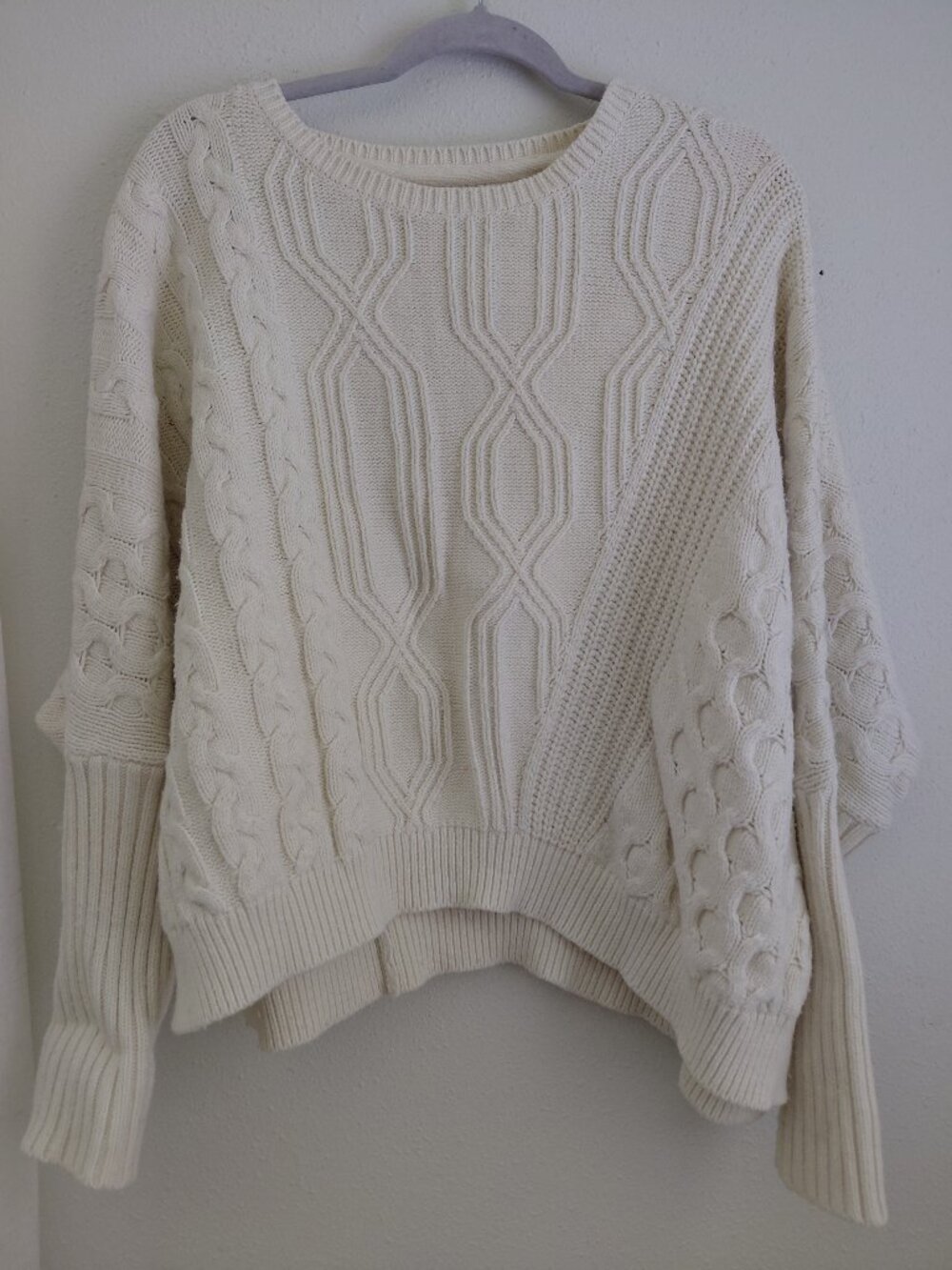Maeve Anthropologie Cable Knit Thick Chunky Sweater Cream Small 90s